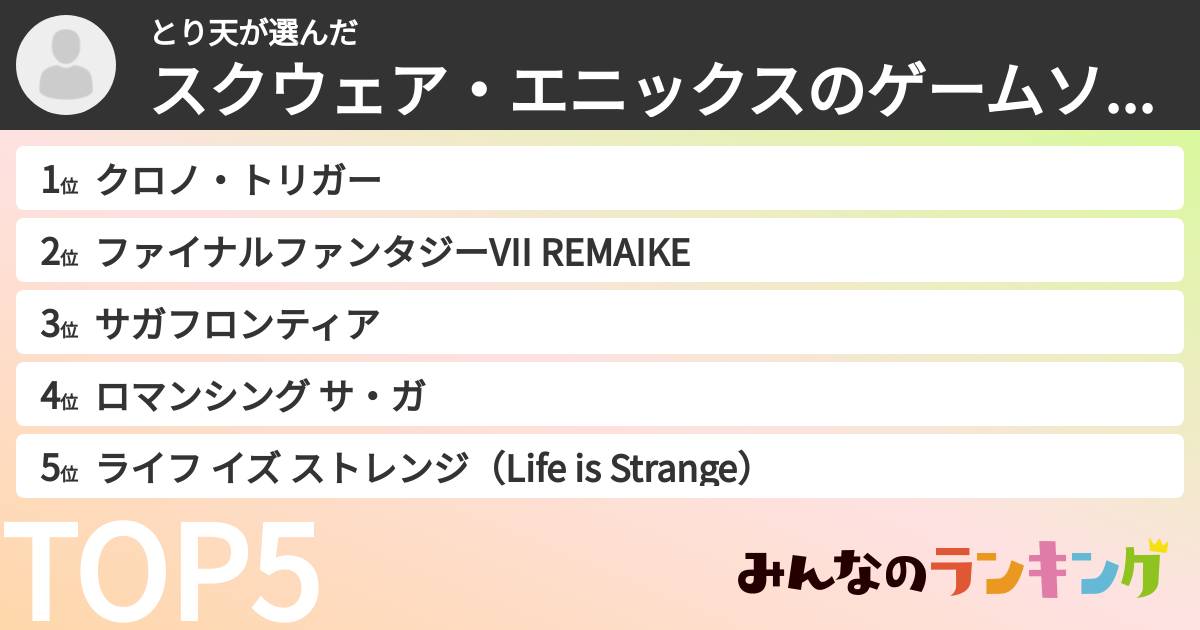 とり天さんの「スクウェア・エニックスのゲームソフトランキング」