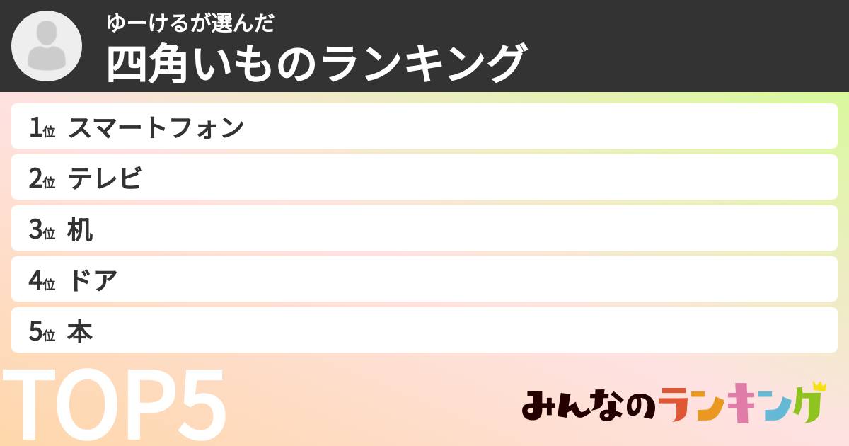 ゆーけるさんの「四角いものランキング」