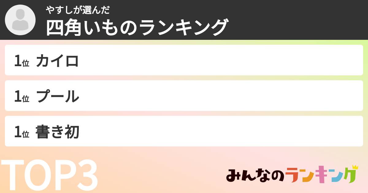やすしさんの「四角いものランキング」