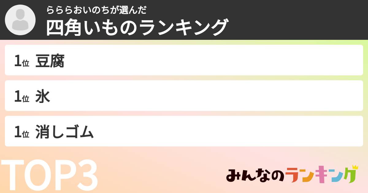 らららおいのちさんの「四角いものランキング」