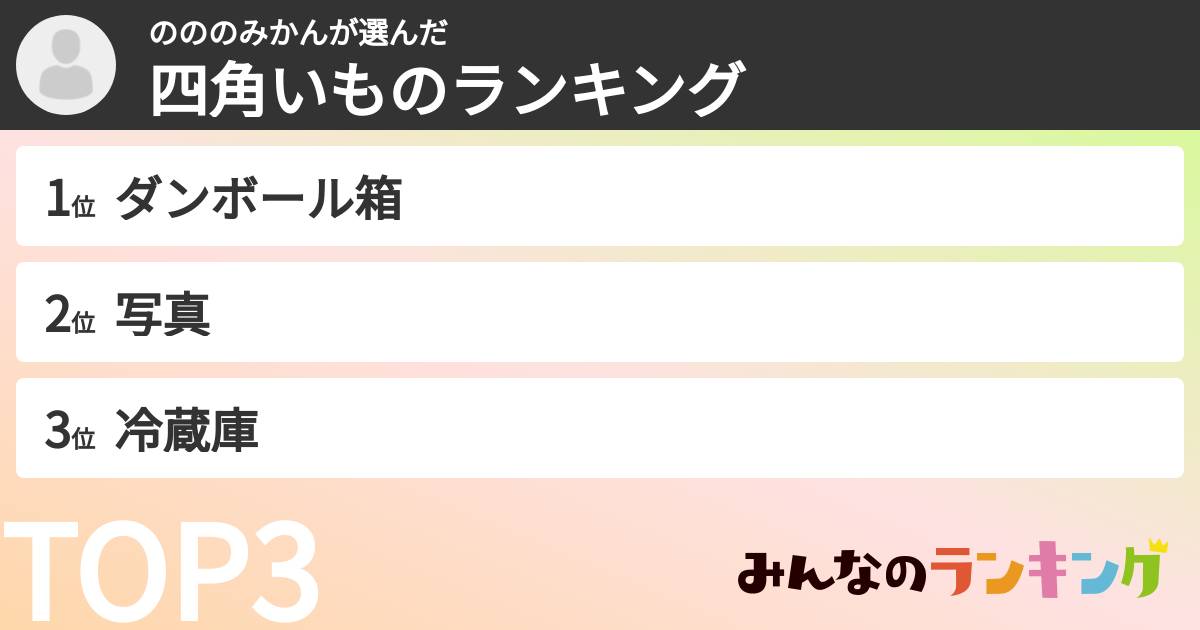 のののみかんさんの「四角いものランキング」