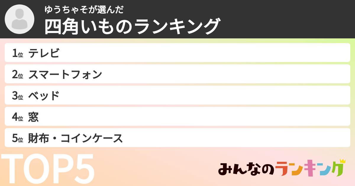 ゆうちゃそさんの「四角いものランキング」