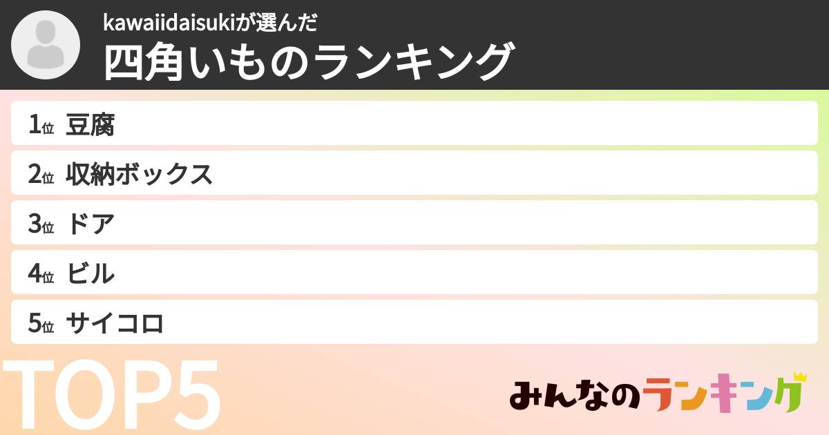 kawaiidaisukiさんの「四角いものランキング」