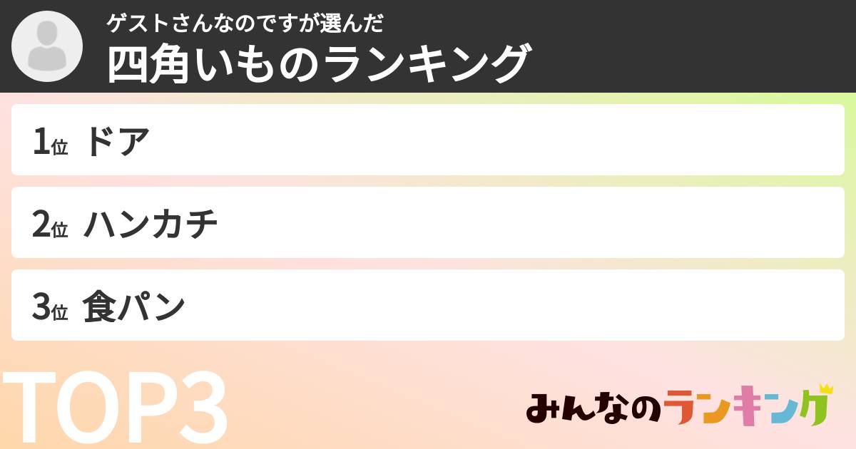 ゲストさんなのですさんの「四角いものランキング」