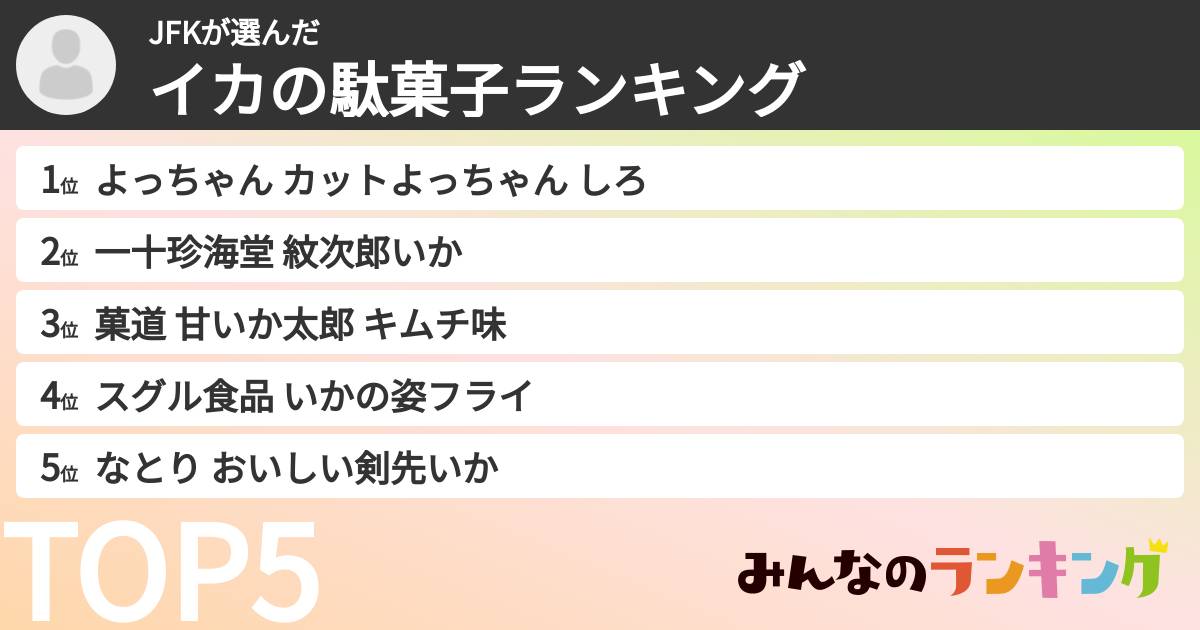JFKさんの「イカの駄菓子ランキング」