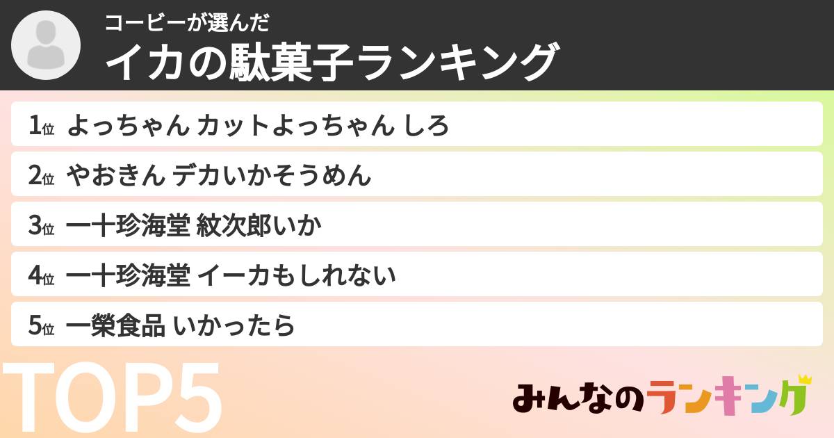 コービーさんの「イカの駄菓子ランキング」