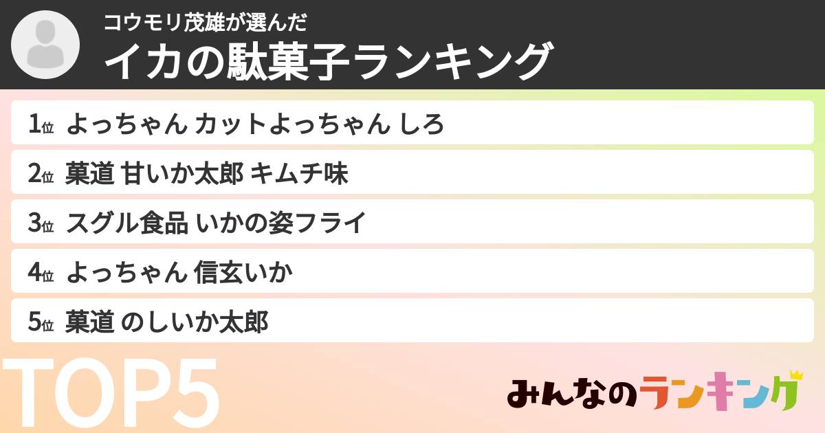 コウモリ茂雄さんの「イカの駄菓子ランキング」