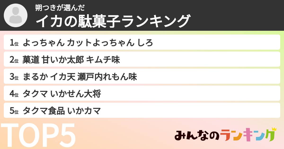 朔つきさんの「イカの駄菓子ランキング」