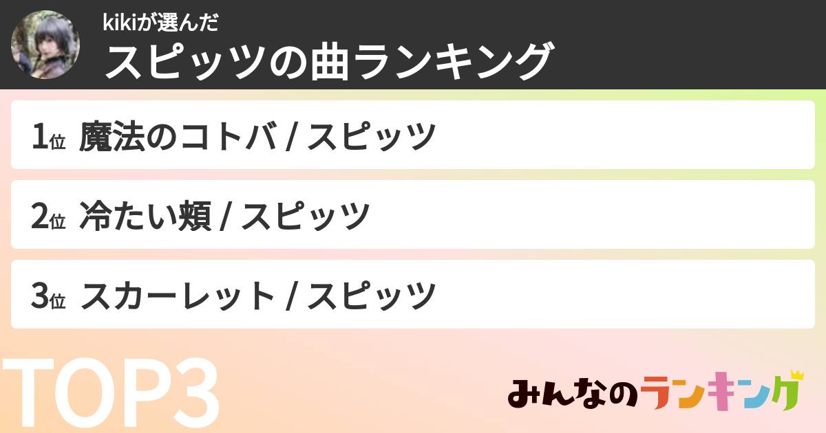 kikiさんの「スピッツの曲ランキング」