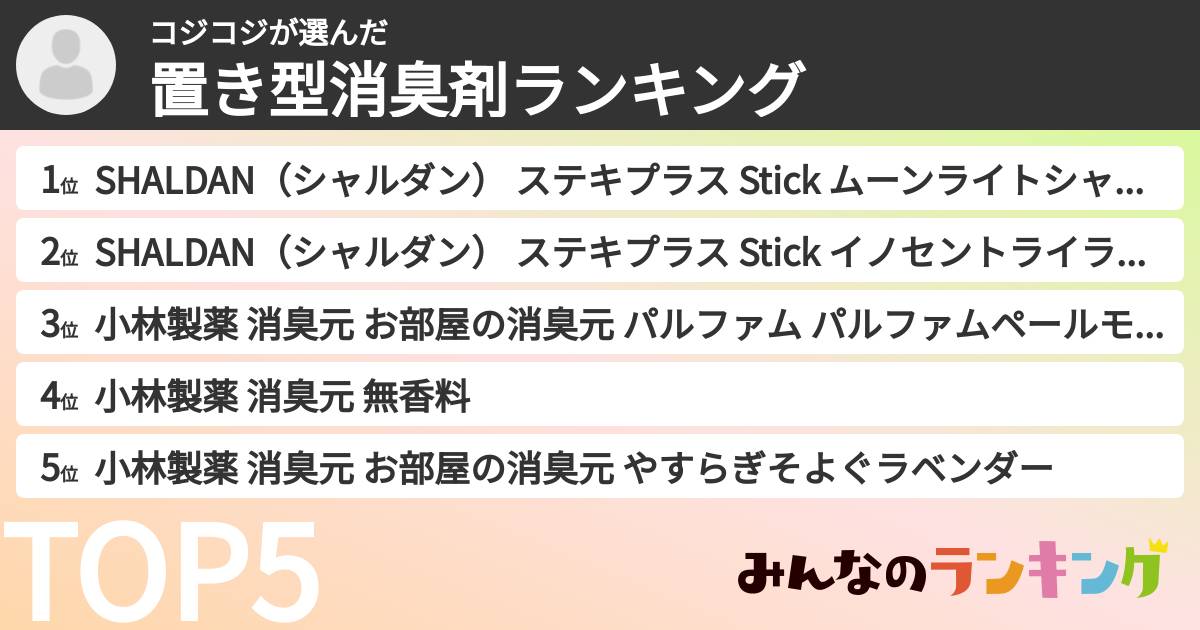 コジコジさんの「置き型消臭剤ランキング」