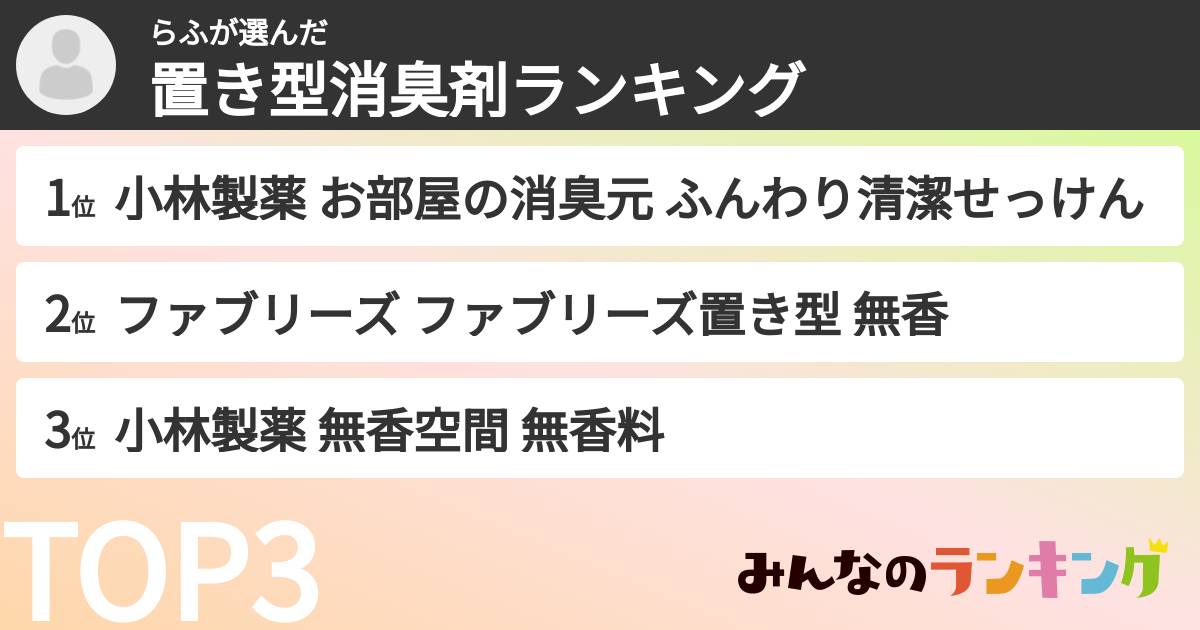 らふさんの「置き型消臭剤ランキング」