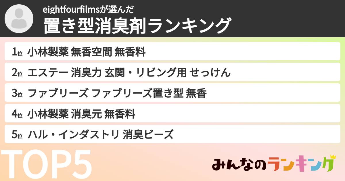 eightfourfilmsさんの「置き型消臭剤ランキング」