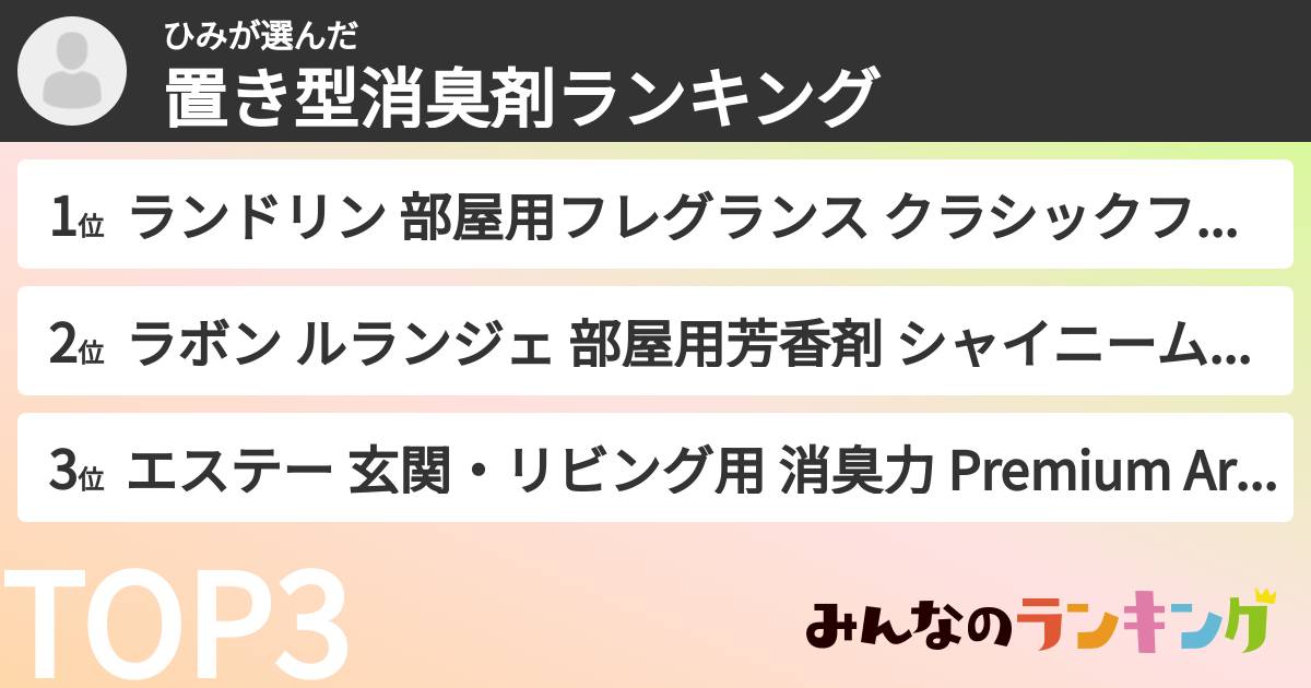 ひみさんの「置き型消臭剤ランキング」