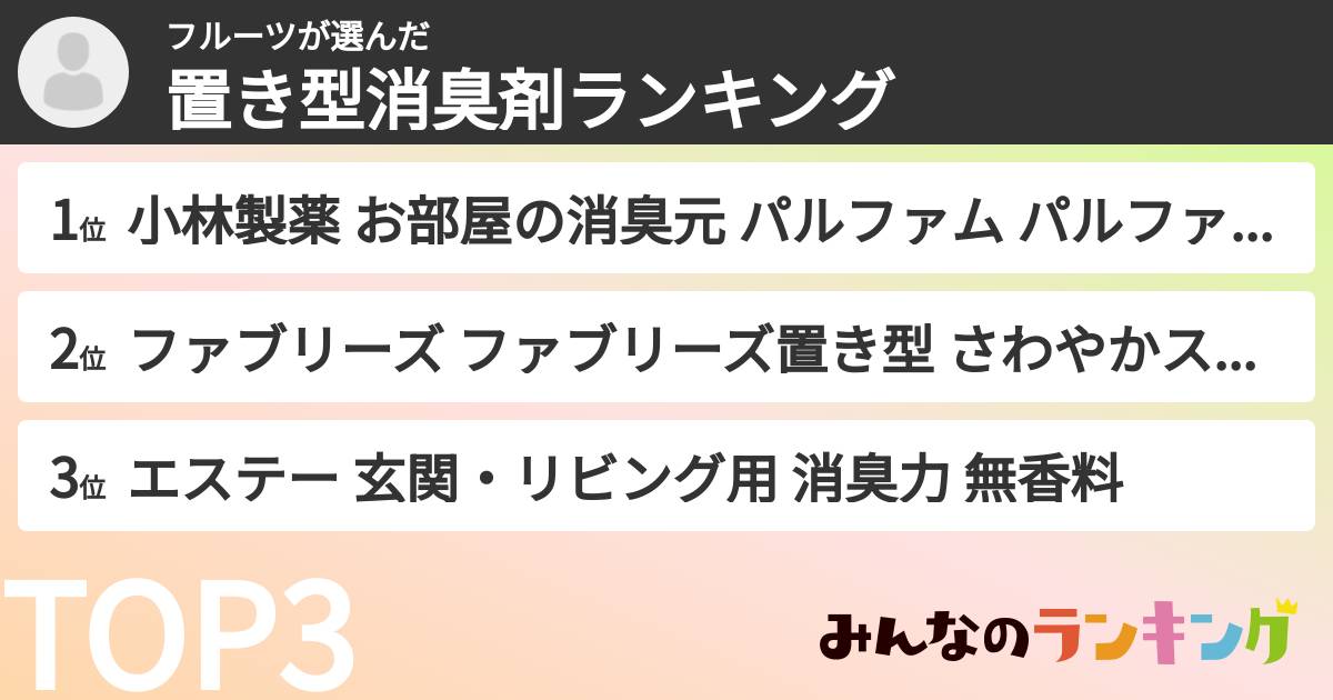 フルーツさんの「置き型消臭剤ランキング」