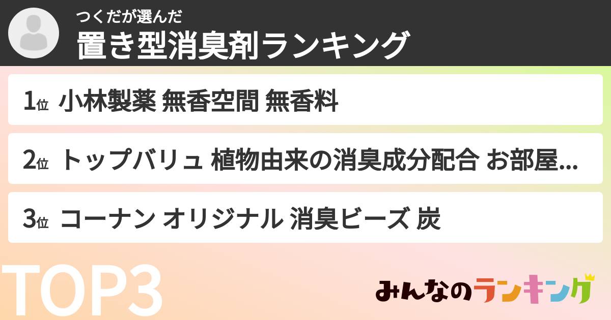 つくださんの「置き型消臭剤ランキング」
