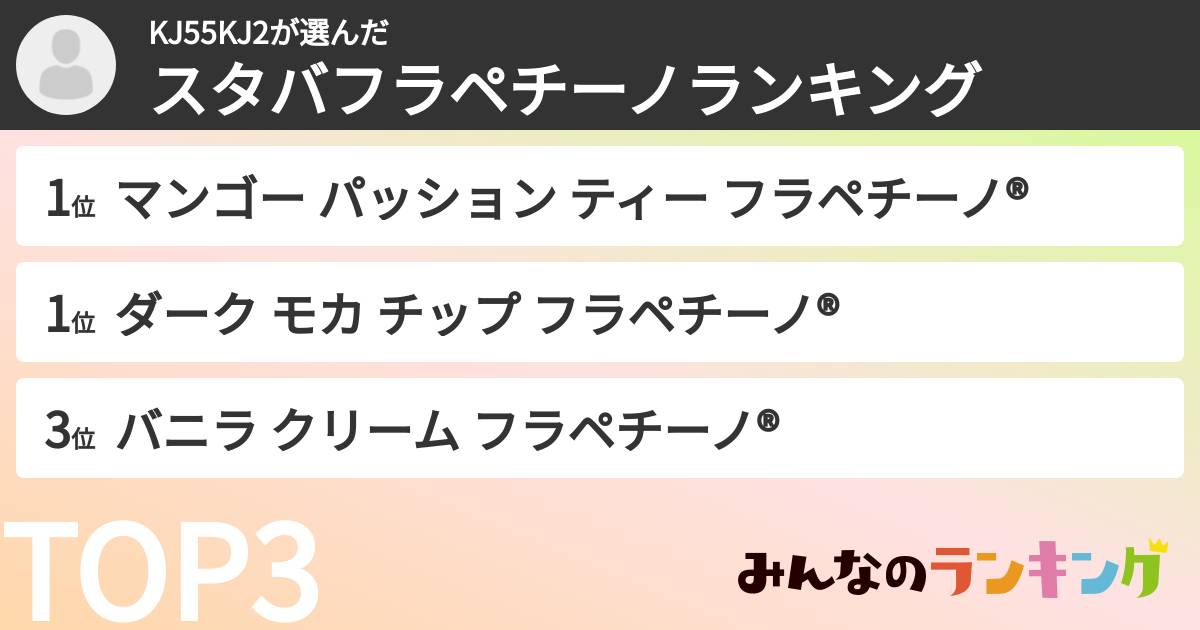 KJ55KJ2さんの「スタバフラペチーノランキング」