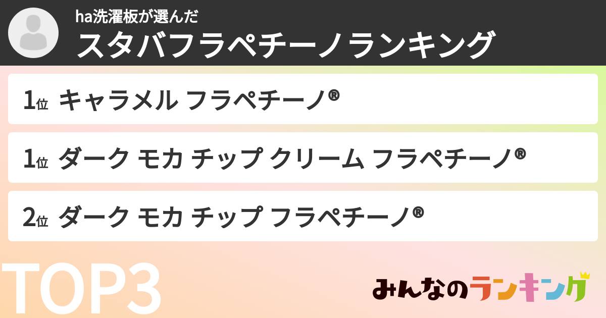 ha洗濯板さんの「スタバフラペチーノランキング」