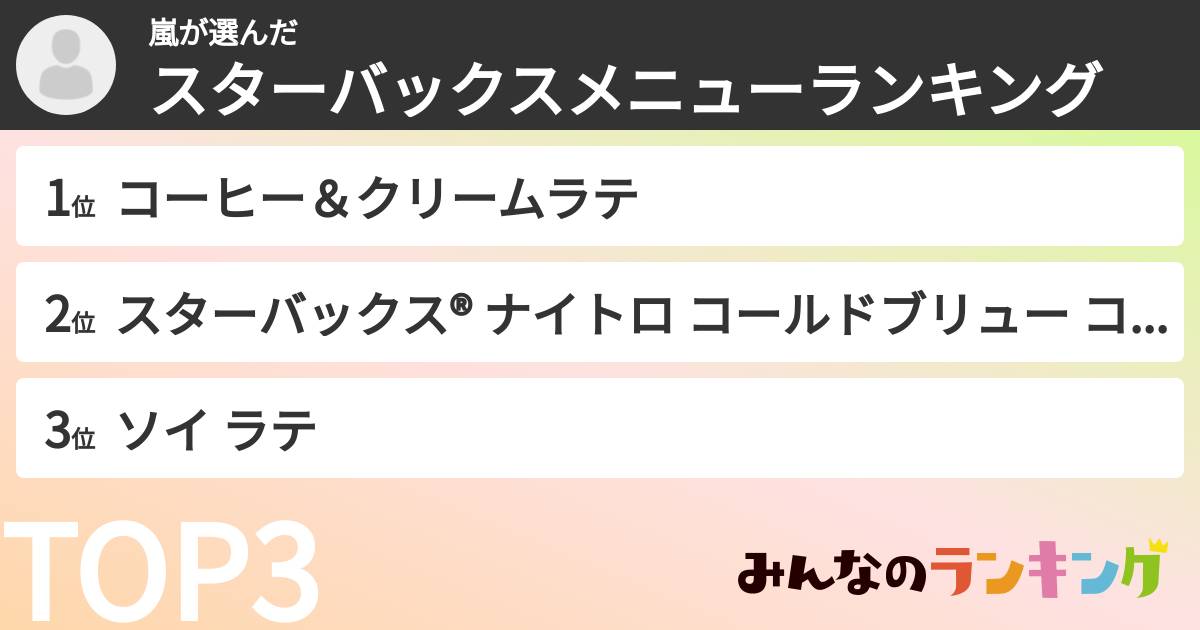 嵐さんの「スターバックスメニューランキング」