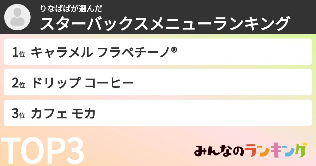 りなぱぱさんの「スターバックスメニューランキング」
