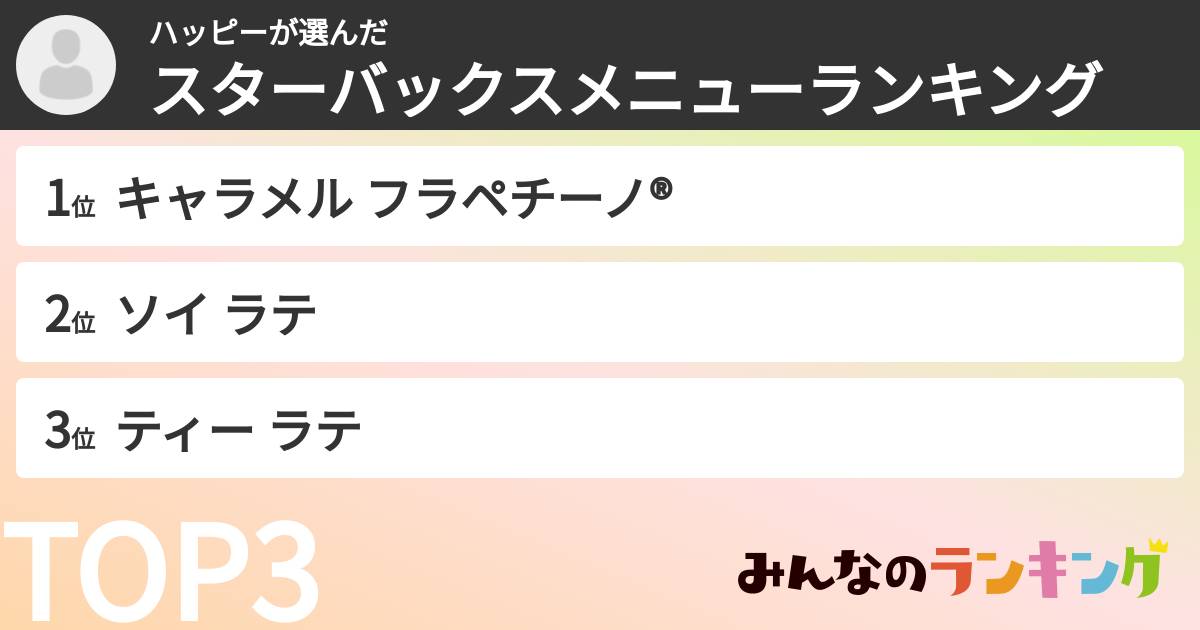 ハッピーさんの「スターバックスメニューランキング」