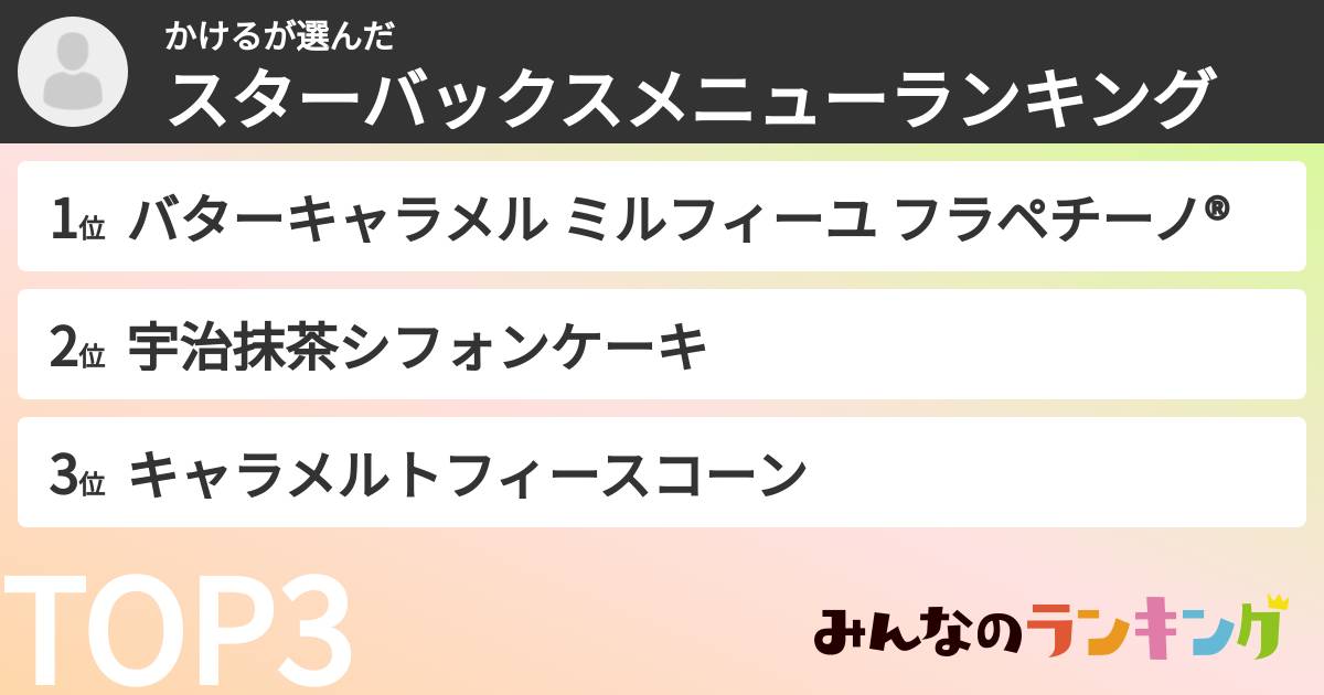 かけるさんの「スターバックスメニューランキング」