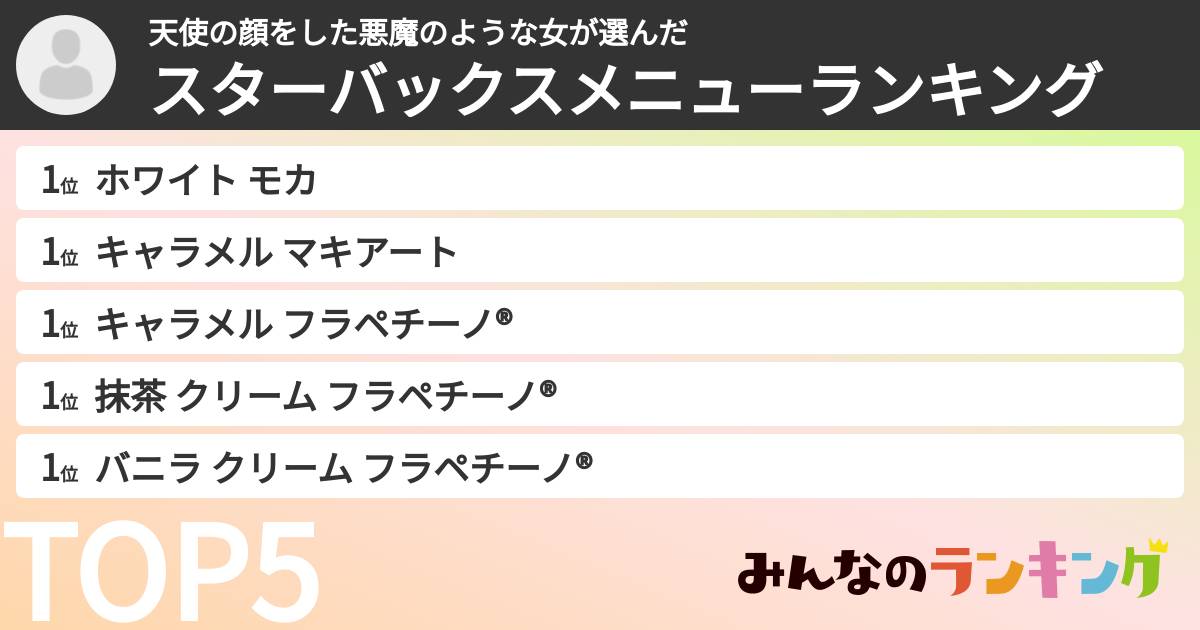 天使の顔をした悪魔のような女さんの「スターバックスメニューランキング」