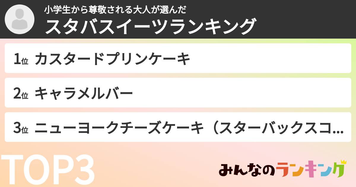 小学生から尊敬される大人さんの「スタバスイーツランキング」
