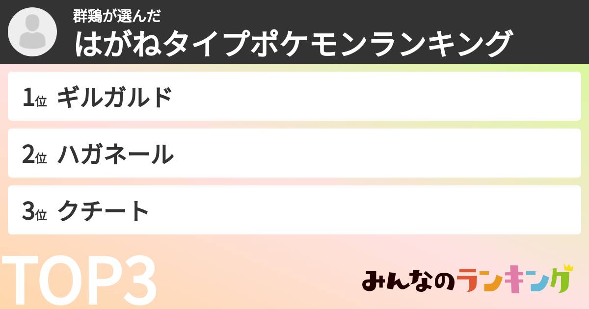 群鶏さんの「はがねタイプポケモンランキング」