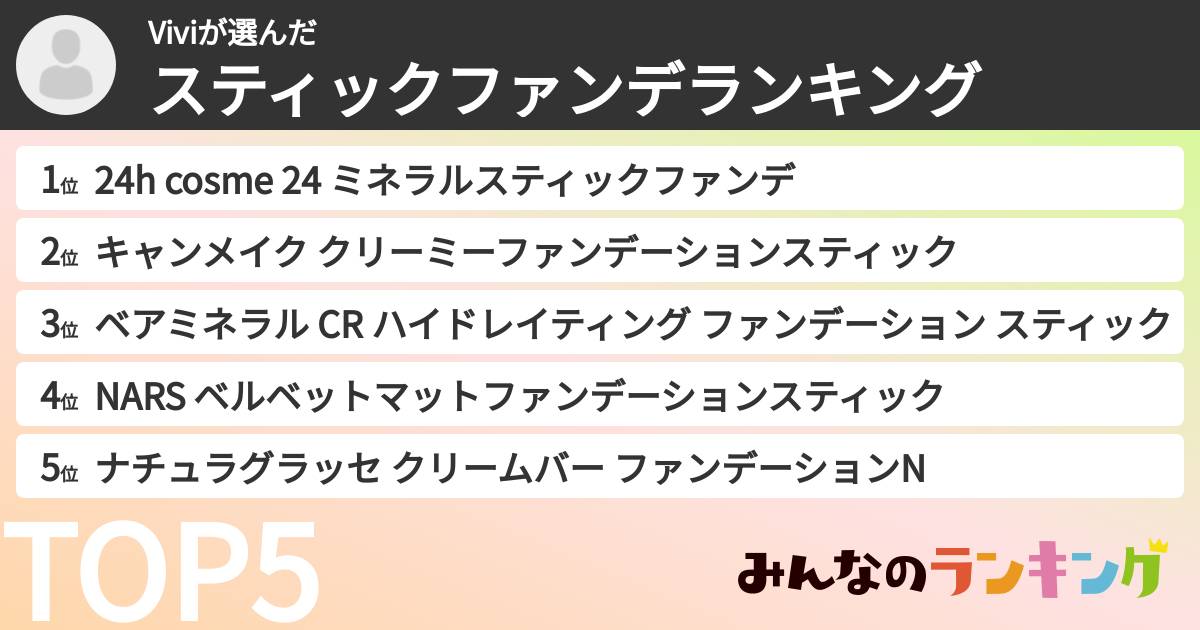 Viviさんの「スティックファンデランキング」