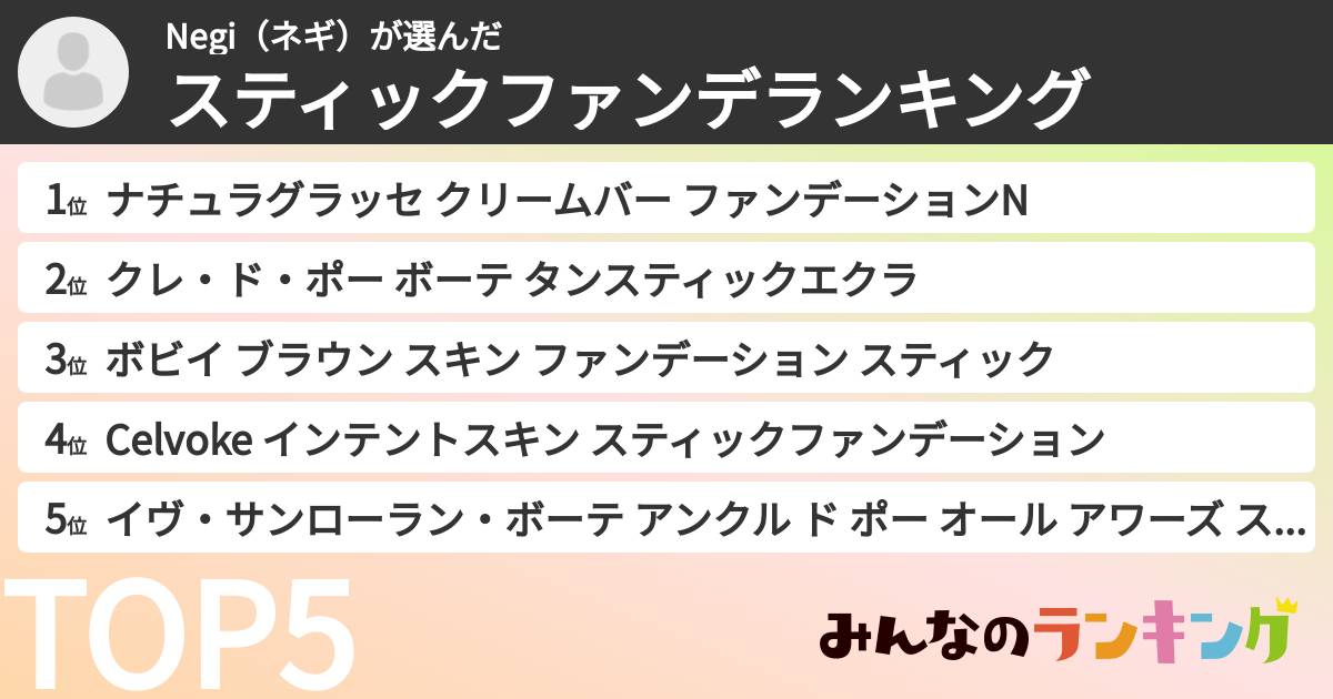 Negi(ネギ)さんの「スティックファンデランキング」