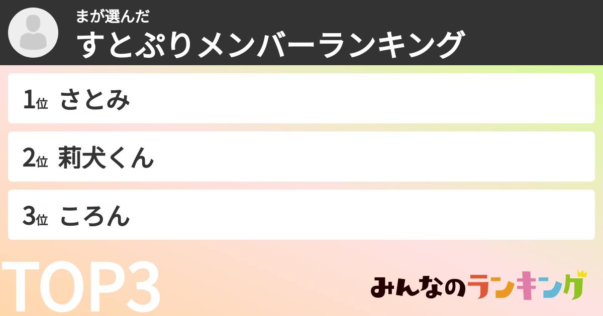 まさんの「すとぷりメンバーランキング」