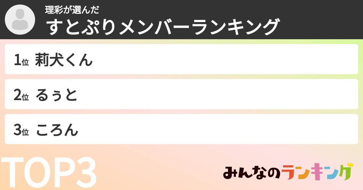 理彩さんの「すとぷりメンバーランキング」