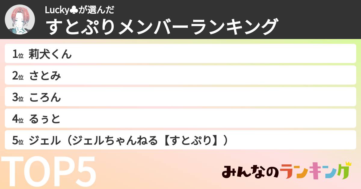 Lucky♣️さんの「すとぷりメンバーランキング」