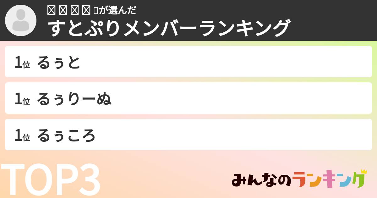 𝙧 𝙞 𝙤 🩵 🐣さんの「すとぷりメンバーランキング」