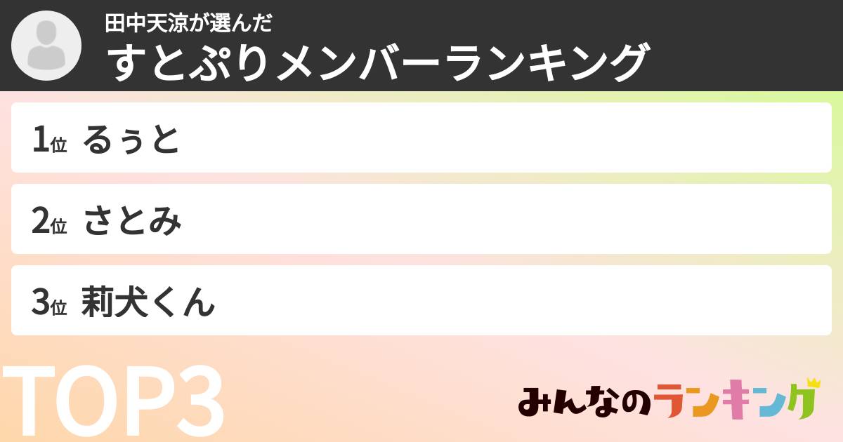 田中天涼さんの「すとぷりメンバーランキング」