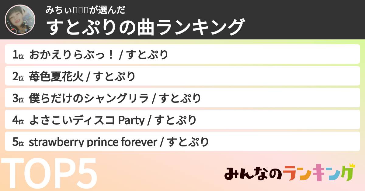 みちぃʚ💙ɞさんの「すとぷりの曲ランキング」