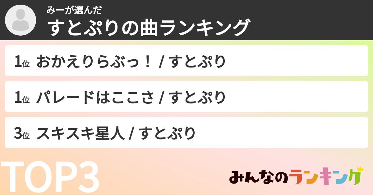 みーさんの「すとぷりの曲ランキング」