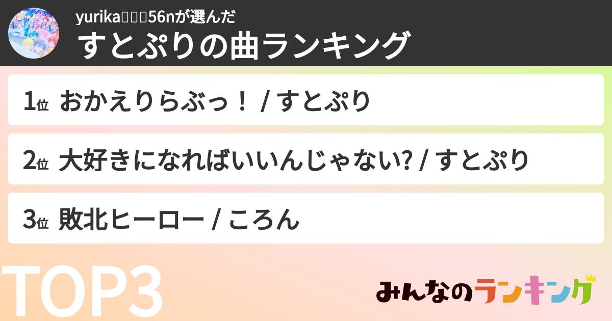 yurika✨💗💙56nさんの「すとぷりの曲ランキング」
