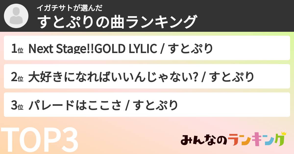イガチサトさんの「すとぷりの曲ランキング」