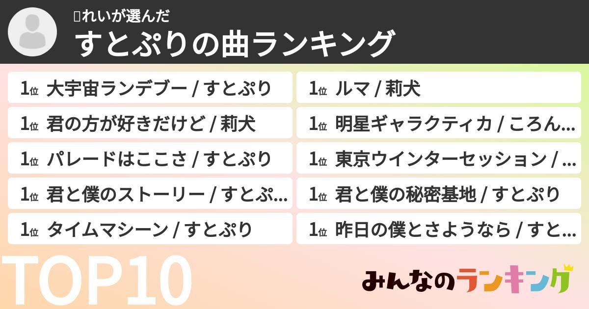 🍓れいさんの「すとぷりの曲ランキング」
