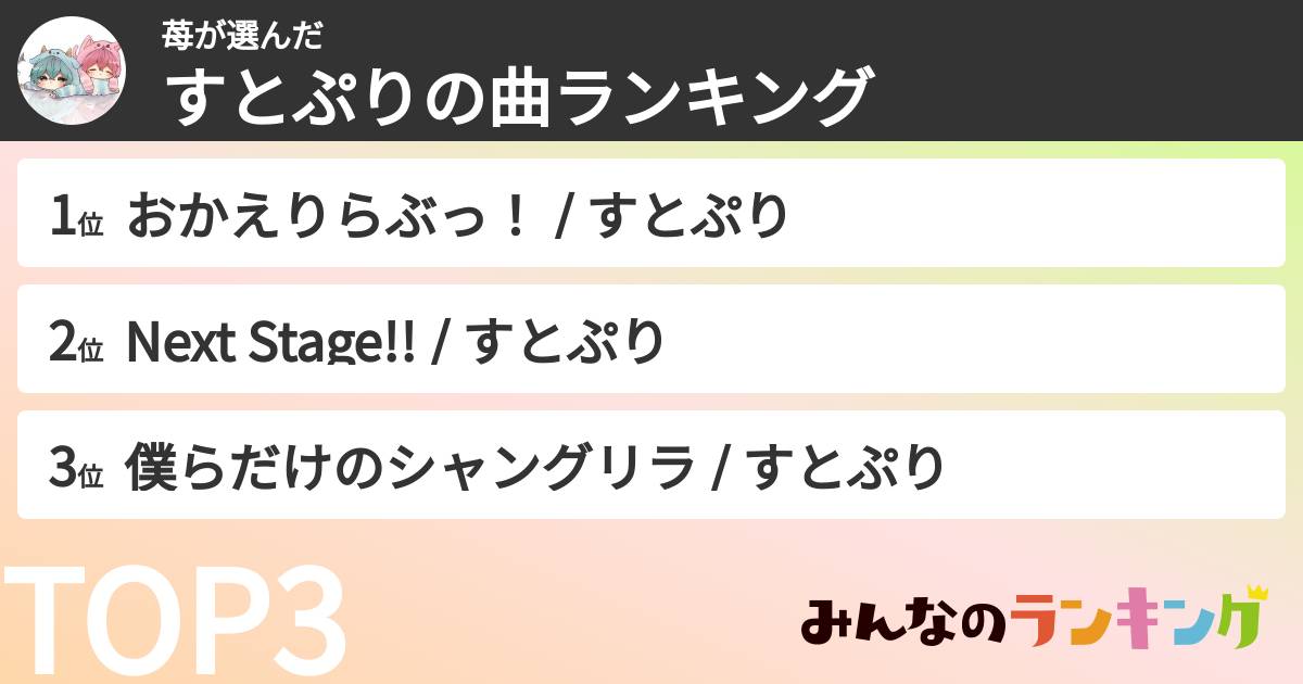 苺さんの「すとぷりの曲ランキング」