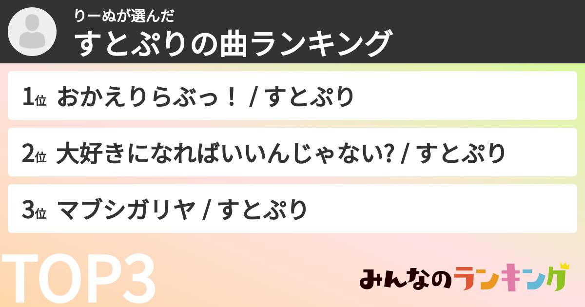 りーぬさんの「すとぷりの曲ランキング」