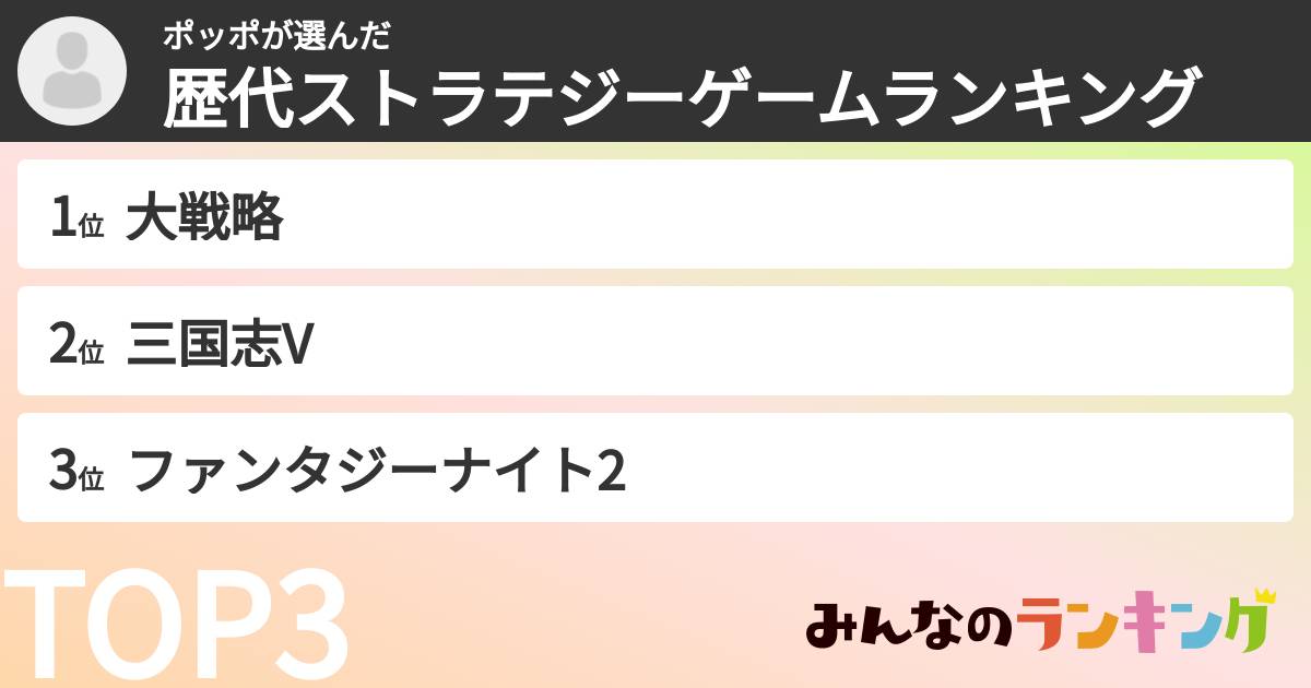 ポッポさんの「歴代ストラテジーゲームランキング」