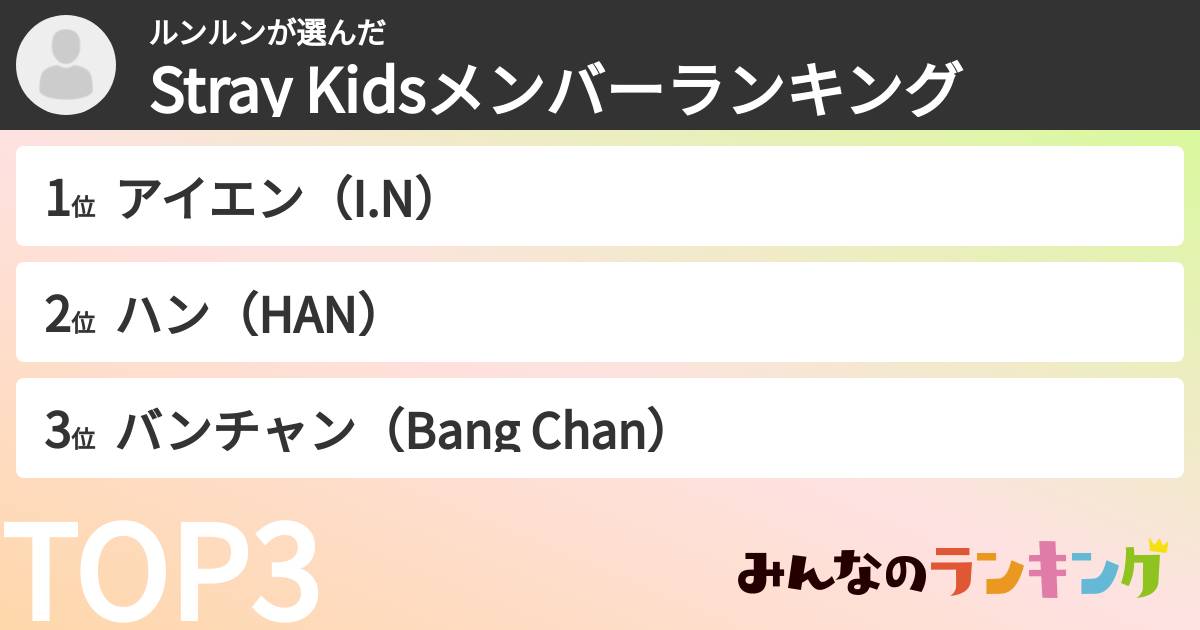 ルンルンさんの「Stray Kidsメンバーランキング」