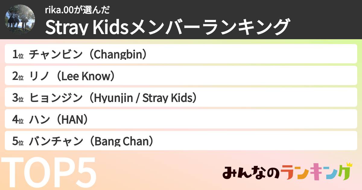 rika.00さんの「Stray Kidsメンバーランキング」