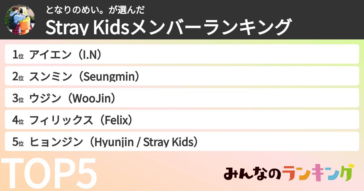となりのめい。さんの「Stray Kidsメンバーランキング」