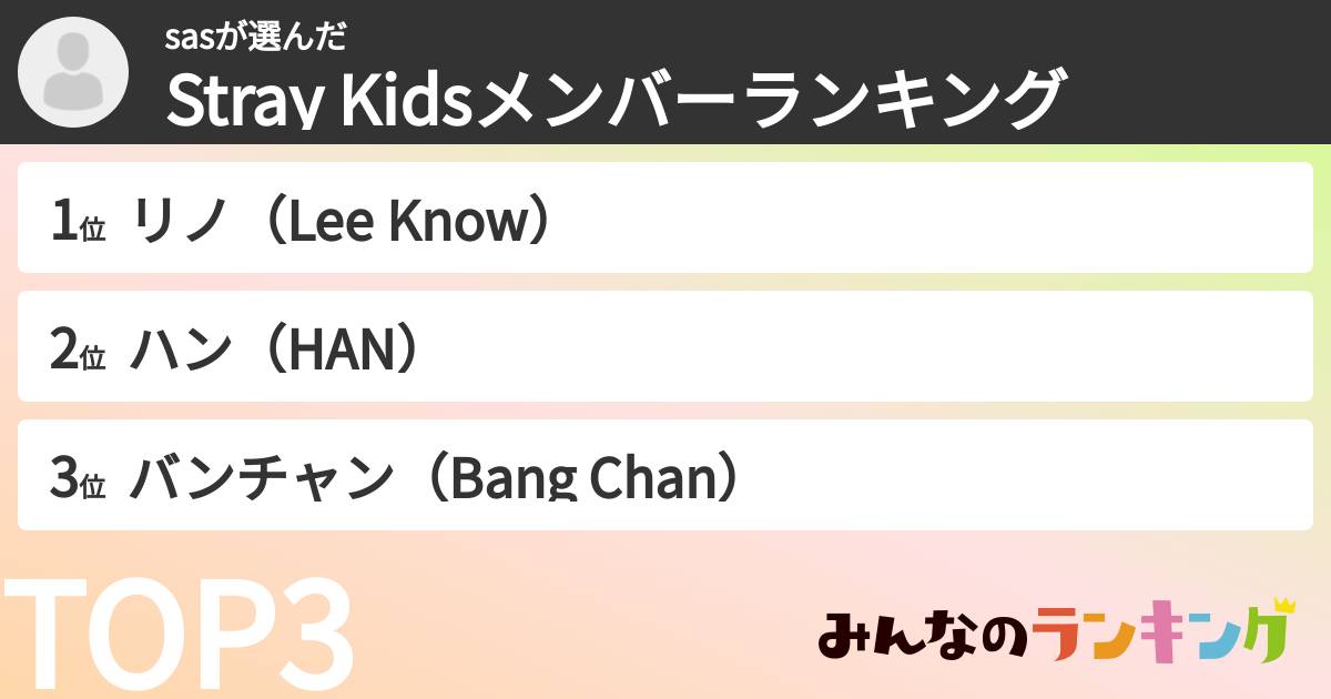 sasさんの「Stray Kidsメンバーランキング」