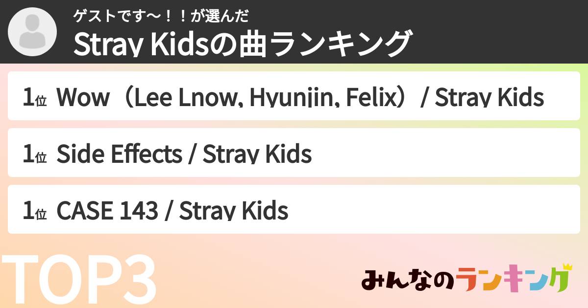 ゲストです～！！さんの「Stray Kidsの曲ランキング」