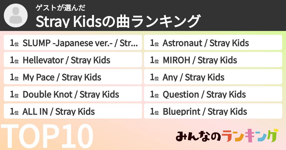 ゲストさんの「Stray Kidsの曲ランキング」