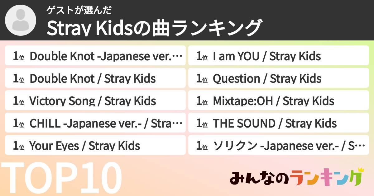 ゲストさんの「Stray Kidsの曲ランキング」